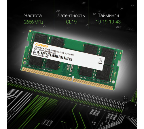 Оперативная память Digma 32ГБ DDR4 SODIMM 2666 МГц DGMAS42666032D