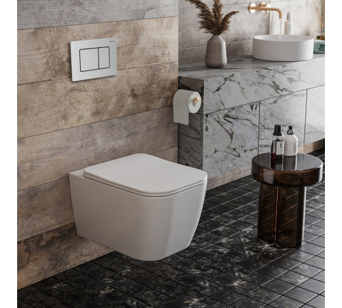 Унитаз подвесной Roxen Cube в комплекте с инсталляцией StounFix Dual Fresh 6 в 1 968436 кнопка: сатин