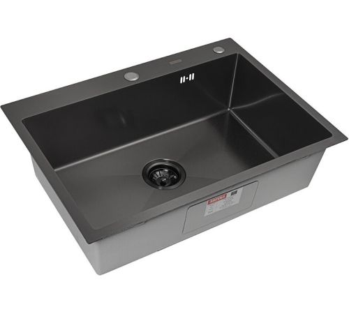 Кухонная мойка ARFEKA ECO AR 700*500 BLACK PVD NANO DECOR VOLCANIC ROCK
