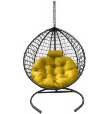 Подвесное кресло Craftmebel Кокон Капля Премиум желтый/графит