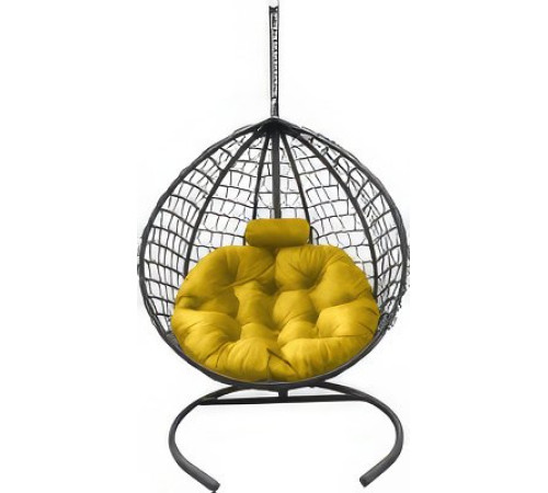 Подвесное кресло Craftmebel Кокон Капля Премиум желтый/графит