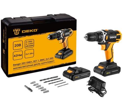 Дрель-шуруповерт Deko Banger 20V ONE+ 083-1110 с 2-мя АКБ, кейс