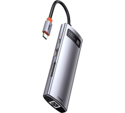 Док-станция Baseus Metal Gleam Series 8-in-1 Multifunctional Type-C HUB Docking Station CAHUB-CV0G