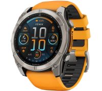Умные часы Garmin Fenix 8 Sapphire 51мм титановый, оранжевый силиконовый ремешок