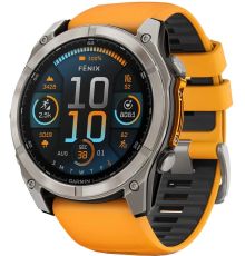Умные часы Garmin Fenix 8 Sapphire 51мм титановый, оранжевый силиконовый ремешок
