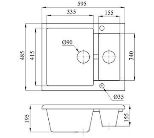 Кухонная мойка БелЭворс Duet R бежевый, без сифона