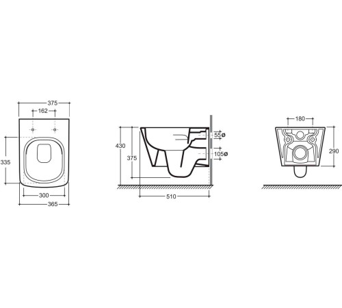 Унитаз подвесной Керамин Тобаго R МЛ Slim с жестким сиденьем и микролифтом
