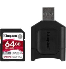 Карта памяти Kingston Canvas React Plus SDXC 64GB MLPR2/64GB с кардридером