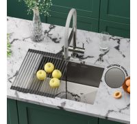 Кухонная мойка Roxen Uno 560210-54-GR сатин/текстурная с ролл-матом и дозатором