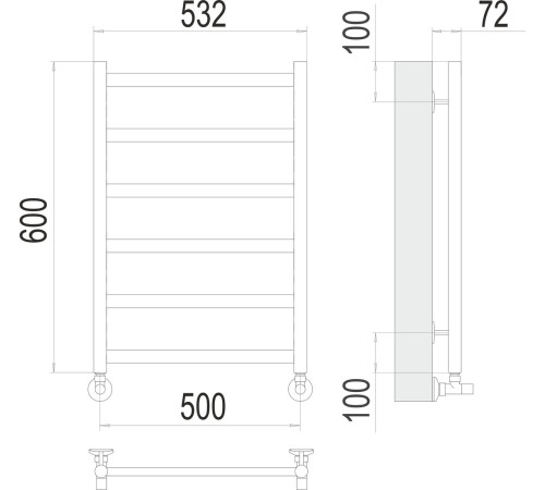 Полотенцесушитель TERMINUS Аврора П6 500x600 оружейная сталь