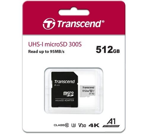 Карта памяти Transcend microSDXC 300S 512GB с адаптером