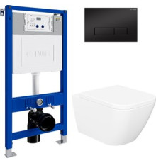 Унитаз подвесной Lauter Nuremberg 21811 + 21901001 белый, с кнопкой смыва 219704HD черный