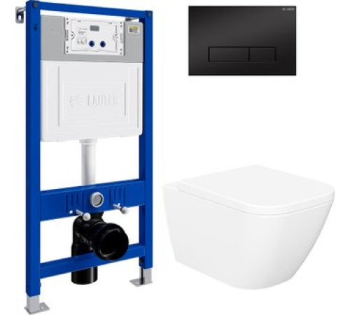 Унитаз подвесной Lauter Nuremberg 21811 + 21901001 белый, с кнопкой смыва 219704HD черный