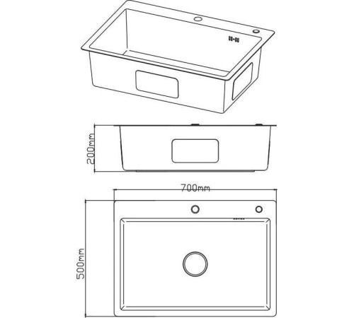 Кухонная мойка Diadonna S7050B-1