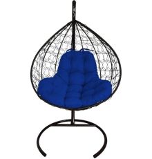 Подвесное кресло M-Group XL 11120410 черный ротанг/синяя подушка