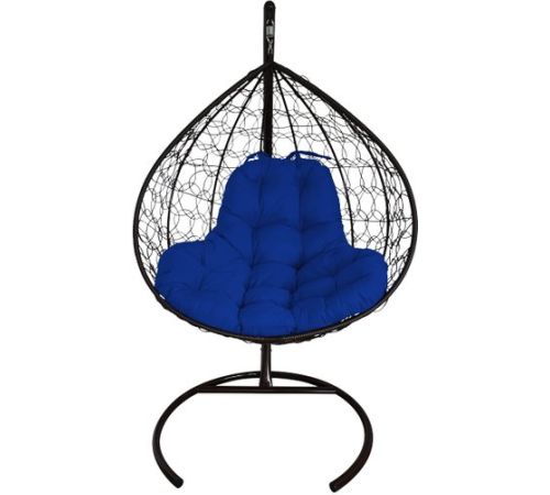 Подвесное кресло M-Group XL 11120410 черный ротанг/синяя подушка