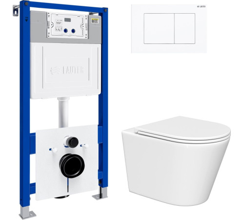 Унитаз подвесной Lauter Longer 2110822 с кнопкой 219702J прямоугольная, белый