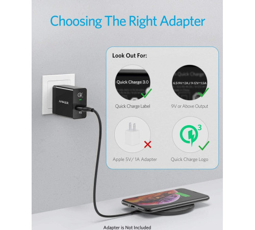 Беспроводное зарядное Anker 313 Wireless Charger Pad A2503 черный