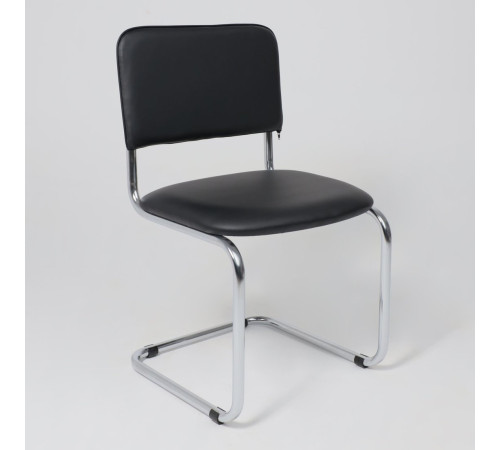 Офисный стул AksHome Славия черный кожзам/хром