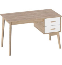Стол Мебельград Калгари с тумбой дуб натуральный светлый/белый матовый