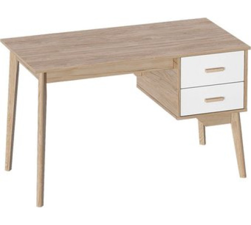 Стол Мебельград Калгари с тумбой дуб натуральный светлый/белый матовый