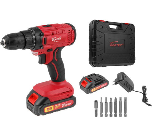 Дрель-шуруповерт Wortex LX BD 1820 Li 0329076 с 2-мя АКБ, кейс