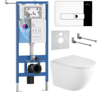 Унитаз подвесной Roxen Antares Tornado Long в комплекте с инсталляцией StounFix Dual Fresh 6 в 1 868414 кнопка: хром глянцевый глянцевая