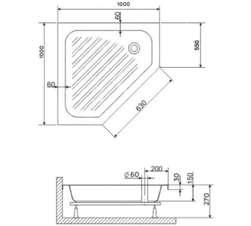 Душевой поддон RGW BT/CL-S 100x100