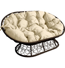 Садовый диван M-Group Мамасан 12110201 коричневый ротанг/бежевая подушка