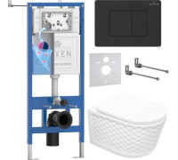 Унитаз подвесной Roxen Vine Tornado в комплекте с инсталляцией StounFix Dual Fresh 6 в 1 868624 кнопка: оружейная сталь матовая