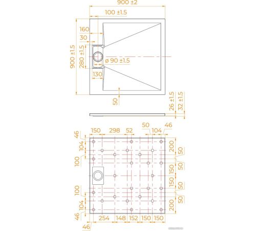 Душевой поддон RGW TUS-W 90x90