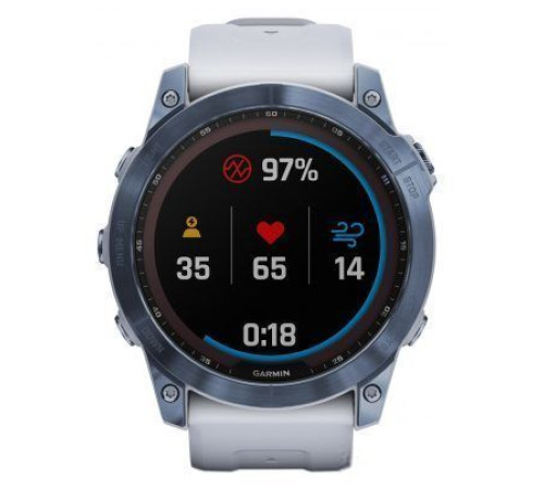 Умные часы Garmin Fenix 7X Sapphire Solar голубой минерал/белый камень