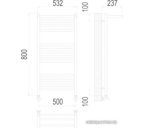 Полотенцесушитель TERMINUS Аврора П16 500x800 с полкой нп хром