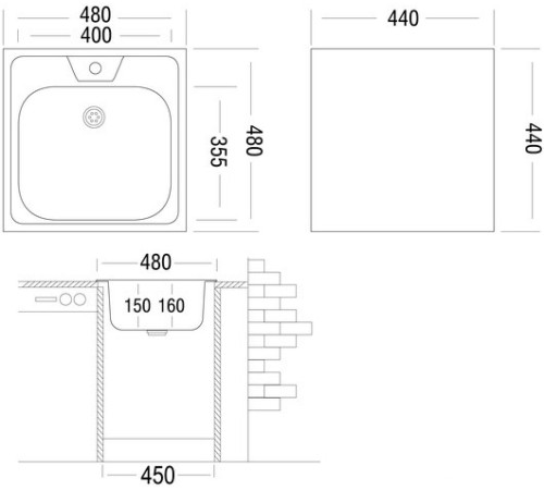 Кухонная мойка Ukinox CLM480.480-T6K 0C