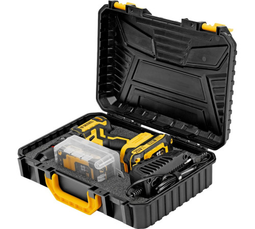 Ударная дрель-шуруповерт Denzel CIDH-BL-20 с 2-мя АКБ, кейс