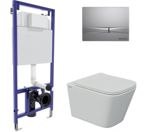 Унитаз подвесной Berges Wasserhaus Floe S Rimless 043248 с сиденьем