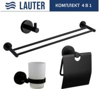 Набор аксессуаров для ванной Lauter 21SH72062 + 21SH72092 + 21SH72102 + 21SH70022 Matt Black, 4 предмета