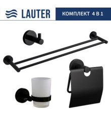 Набор аксессуаров для ванной Lauter 21SH72062 + 21SH72092 + 21SH72102 + 21SH70022 Matt Black, 4 предмета