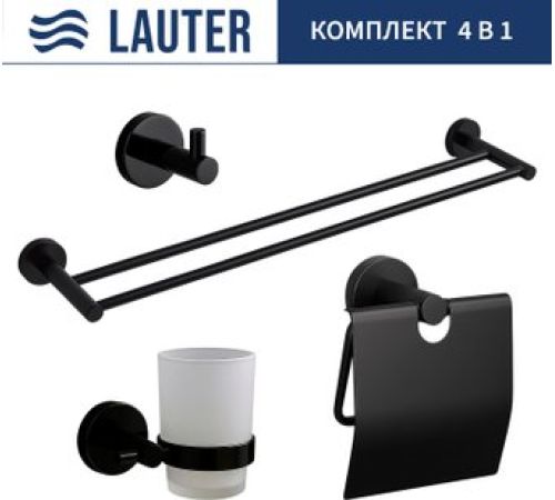 Набор аксессуаров для ванной Lauter 21SH72062 + 21SH72092 + 21SH72102 + 21SH70022 Matt Black, 4 предмета