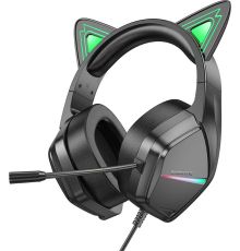 Наушники Borofone Elf Cat BO106 черный/зеленый