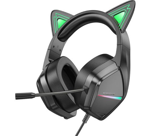 Наушники Borofone Elf Cat BO106 черный/зеленый