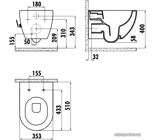Унитаз подвесной Creavit Free FE322-34CB00E-0002+KC0903.02.0000E