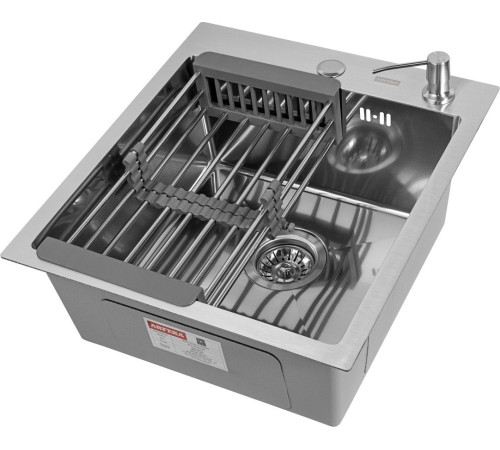 Кухонная мойка ARFEKA Eco AR мойка 450*500, коландер, дозатор SATIN DECOR MILLET GRAINS