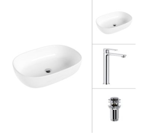Умывальник Lauter 21836 + Moon 21СK81691C с донным клапаном 21190CH хром