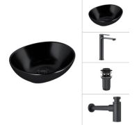 Умывальник Lauter 21652-A + Moon 21СК8691BS + сифон 21635B + дон.клапан 21190B черный матовый