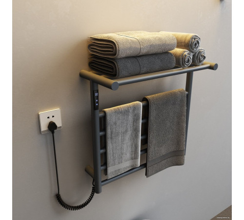 Полотенцесушитель Maxonor PL-TRE03-55-5-3 с полкой серый, подключение слева