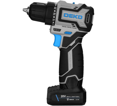 Дрель-шуруповерт Deko Sharker 20V PRO 084-1035 с 2-мя АКБ, кейс