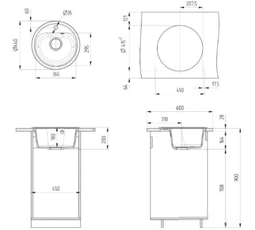 Кухонная мойка Ulgran U-700 328 бежевый