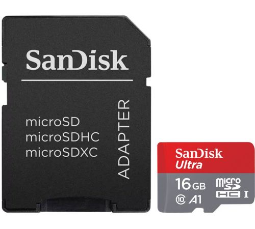 Карта памяти SanDisk Ultra SDSQUAR-016G-GN6MA microSDHC 16GB с адаптером
