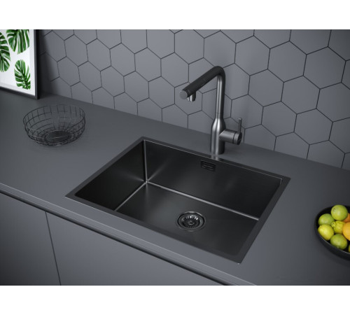 Кухонная мойка Paulmark Next 58 Uni PM215844-GM черный/вороненая сталь